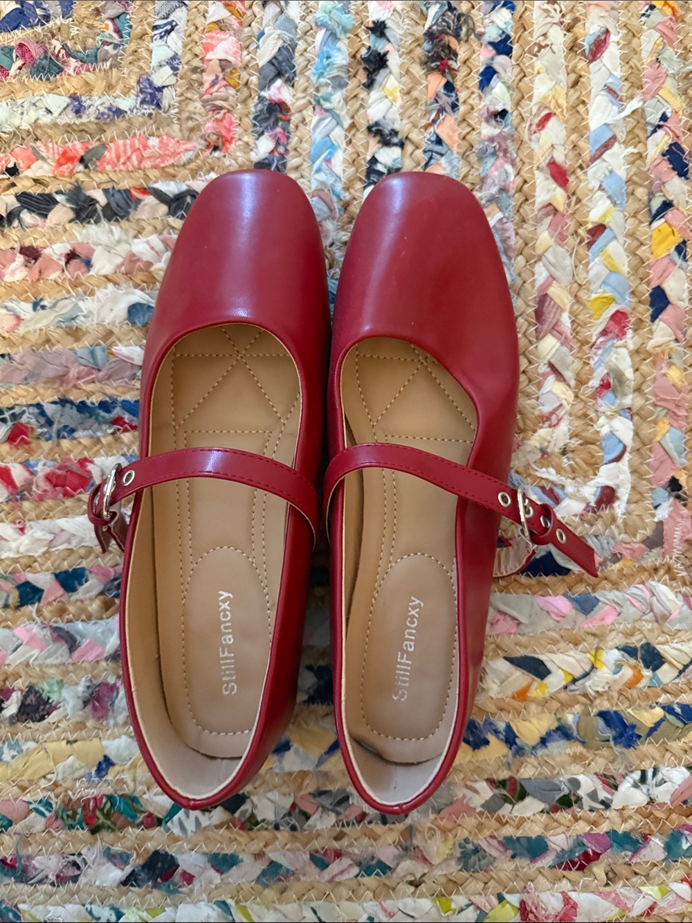 Red Mary Jane Flats
